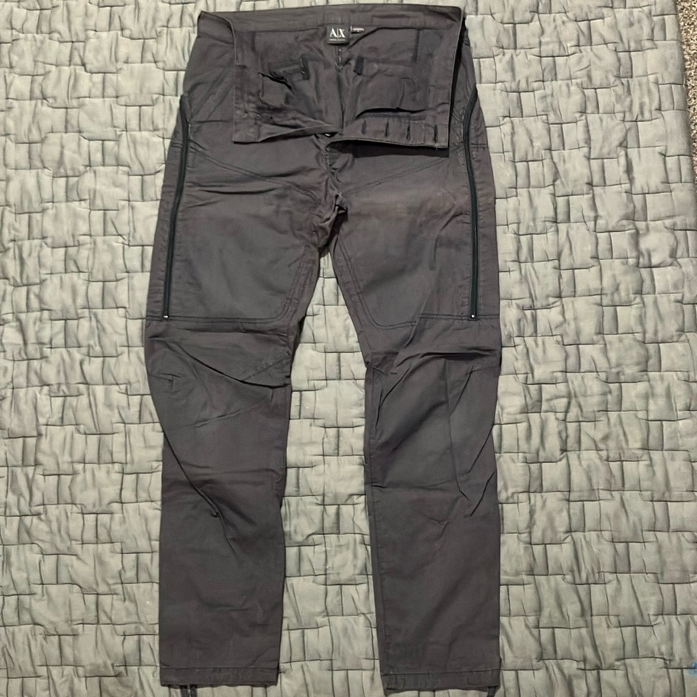 A/X Armani Exchange Black Cargo Pants with Modern Panel Details